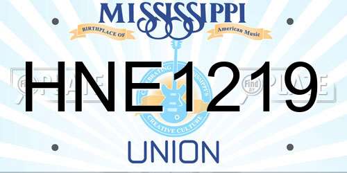 HNE1219 Mississippi License Plate