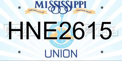 HNE2615 Mississippi License Plate