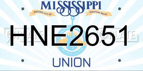 HNE2651 Mississippi License Plate