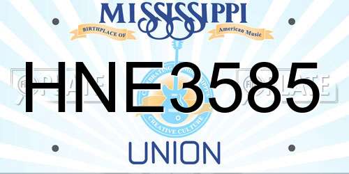 HNE3585 Mississippi License Plate