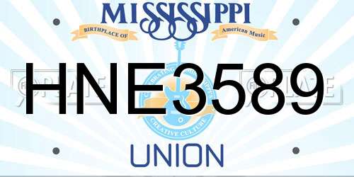 HNE3589 Mississippi License Plate
