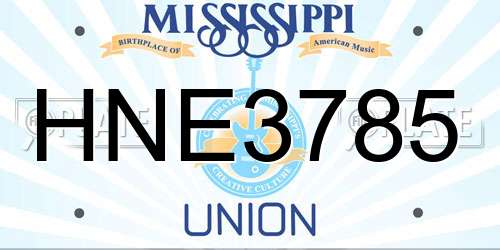 HNE3785 Mississippi License Plate