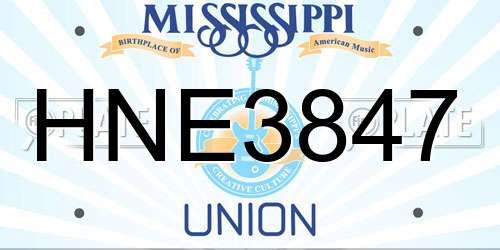 HNE3847 Mississippi License Plate