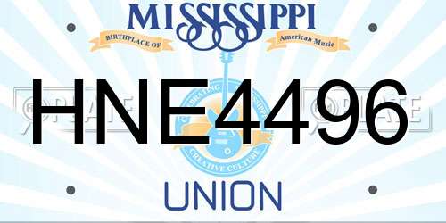 HNE4496 Mississippi License Plate