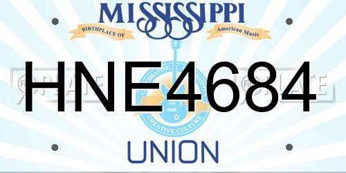 HNE4684 Mississippi License Plate