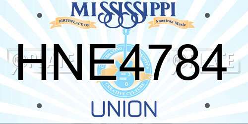 HNE4784 Mississippi License Plate