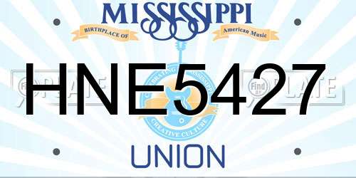 HNE5427 Mississippi License Plate
