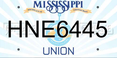 HNE6445 Mississippi License Plate