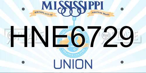 HNE6729 Mississippi License Plate