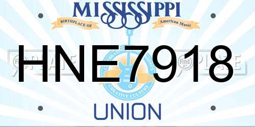 HNE7918 Mississippi License Plate