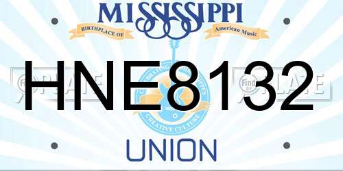 HNE8132 Mississippi License Plate