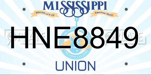 HNE8849 Mississippi License Plate
