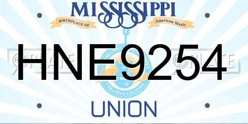 HNE9254 Mississippi License Plate