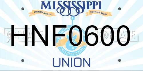 HNF0600 Mississippi License Plate