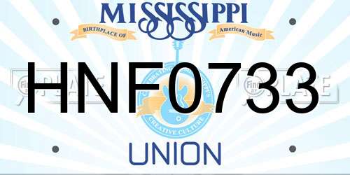 HNF0733 Mississippi License Plate