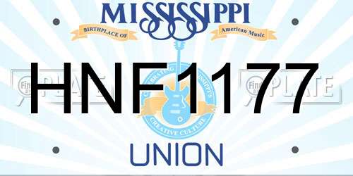 HNF1177 Mississippi License Plate
