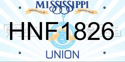HNF1826 Mississippi License Plate