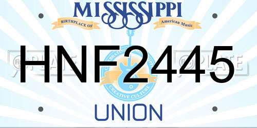 HNF2445 Mississippi License Plate