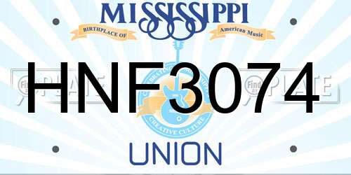 HNF3074 Mississippi License Plate