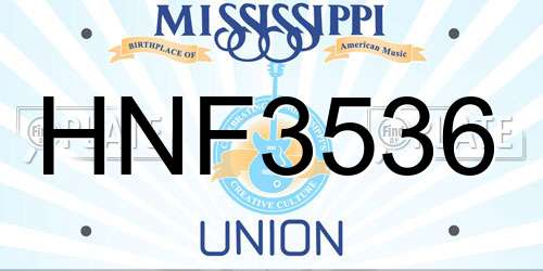 HNF3536 Mississippi License Plate