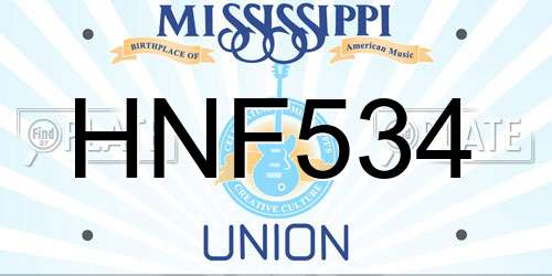 HNF534 Mississippi License Plate