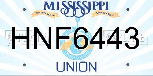 HNF6443 Mississippi License Plate