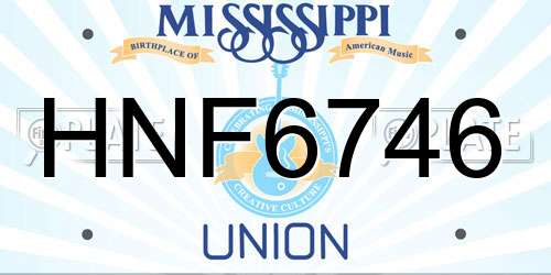 HNF6746 Mississippi License Plate