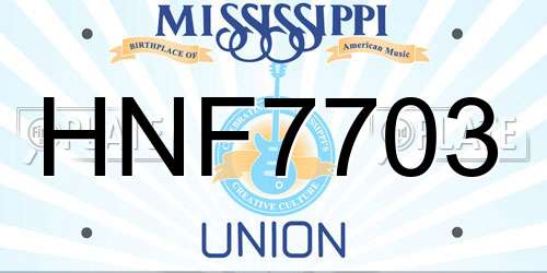 HNF7703 Mississippi License Plate