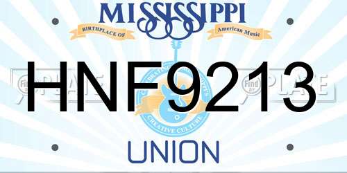 HNF9213 Mississippi License Plate
