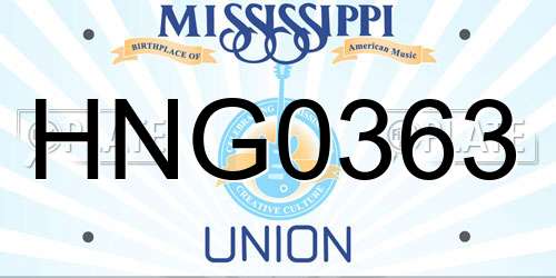 HNG0363 Mississippi License Plate