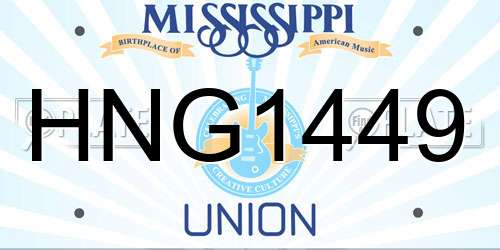 HNG1449 Mississippi License Plate