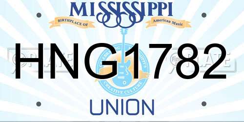HNG1782 Mississippi License Plate