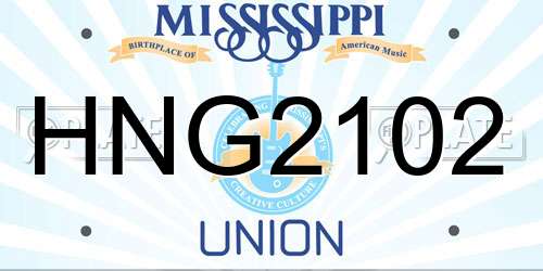HNG2102 Mississippi License Plate