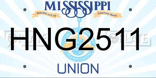 HNG2511 Mississippi License Plate