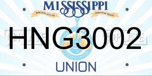 HNG3002 Mississippi License Plate