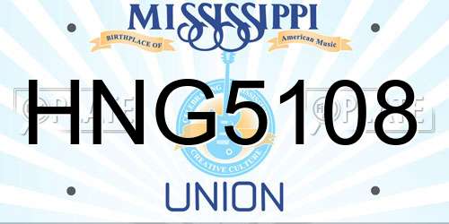 HNG5108 Mississippi License Plate