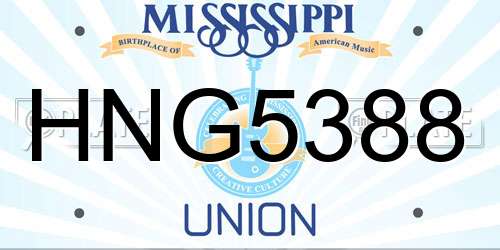HNG5388 Mississippi License Plate