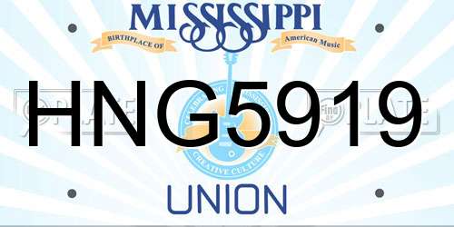 HNG5919 Mississippi License Plate