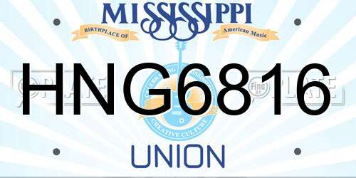 HNG6816 Mississippi License Plate