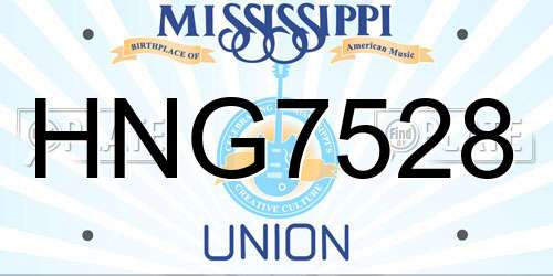 HNG7528 Mississippi License Plate