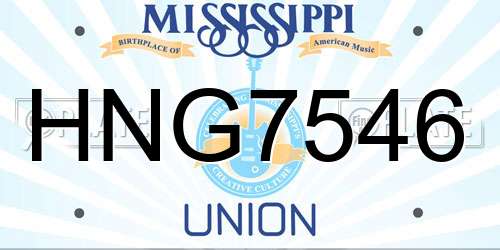 HNG7546 Mississippi License Plate