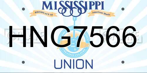 HNG7566 Mississippi License Plate
