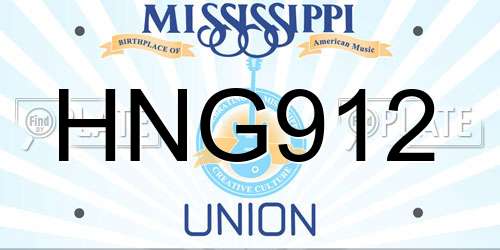 HNG912 Mississippi License Plate