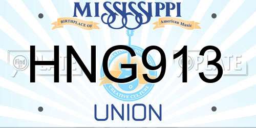 HNG913 Mississippi License Plate