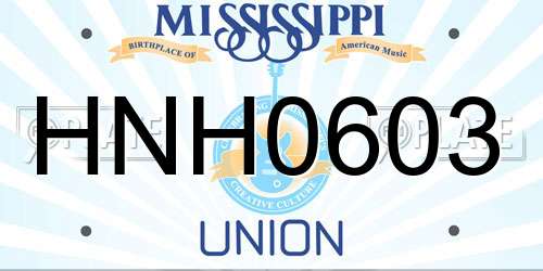 HNH0603 Mississippi License Plate