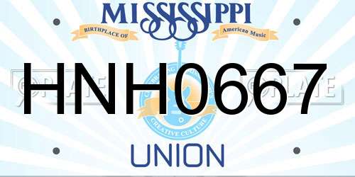 HNH0667 Mississippi License Plate