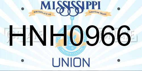 HNH0966 Mississippi License Plate