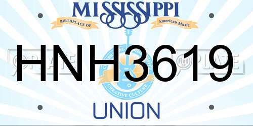 HNH3619 Mississippi License Plate