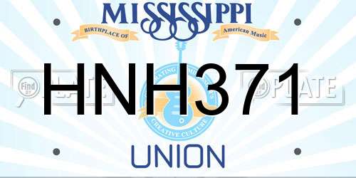HNH371 Mississippi License Plate