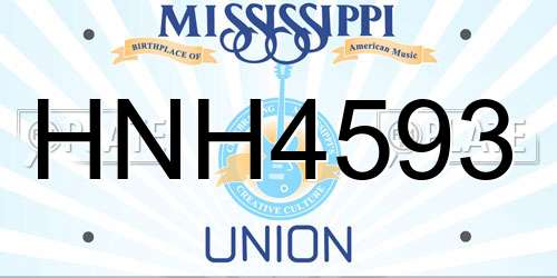 HNH4593 Mississippi License Plate